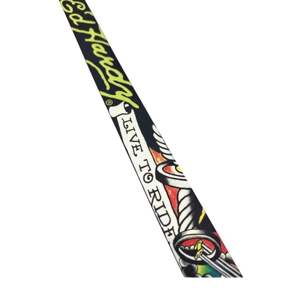 Ed Hardy Men’s Live To Ride Reversible Belt Size 38 Grunge Punk Y2K Nostalgia - Picture 2 of 6